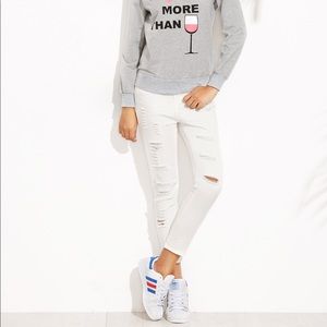 White ripped skinny ankle Jeans